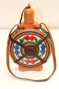 lot A-3 image: Vintage Handcrafted Leather-Trimmed Ceramic Canteen