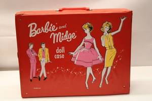 lot A-14 image: Vintage Barbie and Midge Doll Case with Clothes - 1960s - Barbies Included
