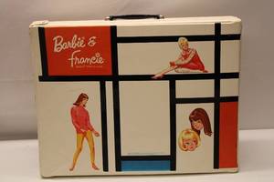 lot A-15 image: Vintage Barbie & Francie Fashion Case with Clothing - 1960s - Barbies Included