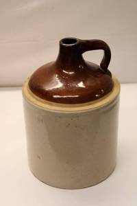 lot 17 image: Vintage Brown Glass and Stoneware Jug - Distressed Finish