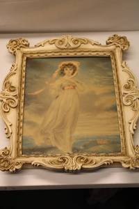 lot 21 image: Framed Vintage Portrait Print of a Young Woman in Ethereal Dress