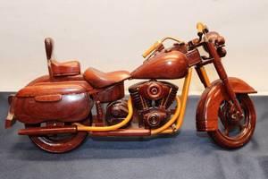 lot 71 image: Wooden Motorcycle Model - Handcrafted Vintage Design