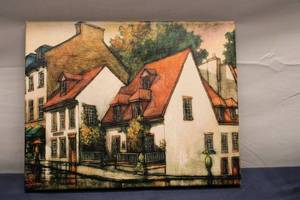 lot 121 image: Framed Canvas Art - Vieux-Quebec by Jacques Brousseau