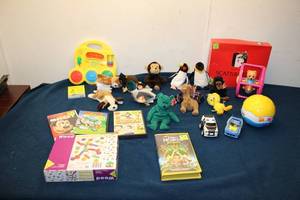 lot 198 image: Large Assortment of Toys and Games - Including DVDs, Stuffed Animals, and Beads