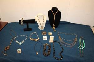 lot 235 image: Assortment of Vintage Jewelry - Necklaces, Earrings, Bracelets