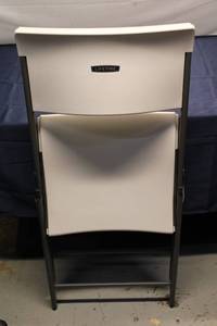 lot 240 image: Lifetime Folding Chair - White - Heavy Duty Design