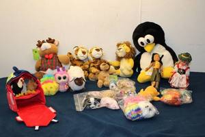 lot 243 image: Mixed Lot of Plush Toys and Doll - Assorted Animals & Accessories