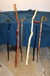 lot 298 image: Collection of 6 Unique Walking Canes - Wooden and Decorative Designs