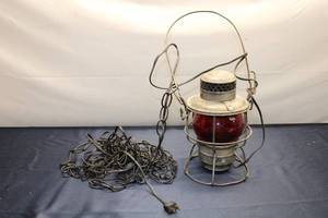 lot 313 image: Vintage Kero Red Globe Lantern with Electrical Cord - G.M.S.T.P.&P.