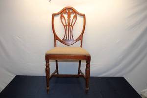 lot 346 image: Antique Wooden Dining Chair with Upholstered Seat
