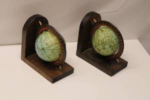 lot 362 image: Pair of Vintage Decorative Globes with Wooden Stands