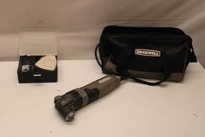 lot 390 image: Rockwell Corded Multi-Tool with Sanding Accessories and Carrying Case