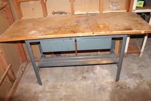 Used Workbench with Drawers - Sturdy Design