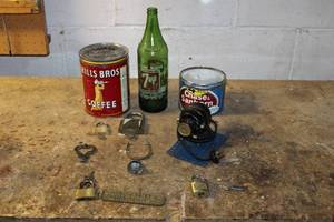 Collection of Vintage Locks, Key Holders, and Antique Decor Items