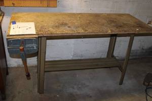 Vintage Craftsman Woodworking Workbench with Vise