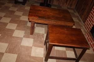 Set of 2 Vintage Wooden Tables - Rustic Charm