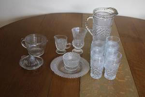 Assortment of Vintage Glassware - 10 Pieces Including Pitcher, Tumblers, and More