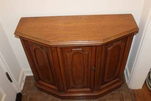 Vintage Wooden Corner Cabinet with Double Doors