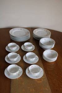 Complete Service Set of 16 Vintage Floral China Plates and Cups