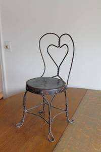 Vintage Wire Chair with Heart Design - Decorative Piece