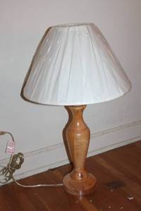 Vintage Wooden Table Lamp with White Shade - Unused