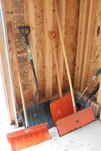 Group of 5 Used Snow Shovels and Ice Scrapers