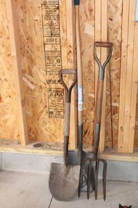 Group of 3 Gardening Tools - Shovel, Spade, Fork