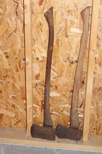 Set of 2 Vintage Hand-Forged Axes - Rustic Farm Tools