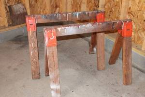 Set of 2 Heavy-Duty Wooden Sawhorses