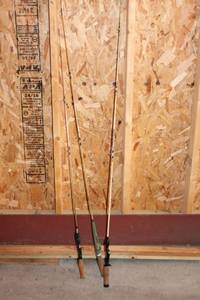 Group of 3 Vintage Fishing Rods - Zebco, Wonder Rod, and Fiberglass