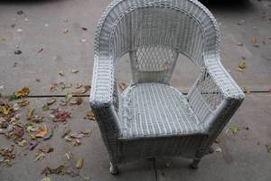 Vintage Wicker Armchair - White