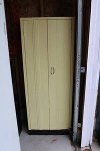 Vintage Yellow Storage Cabinet with Shelves