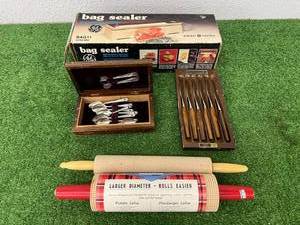 lot 439 image: Rolling Pins, Bag Sealer & Silverware