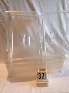 2 large Cambro Plastic Steam Table pans and lids