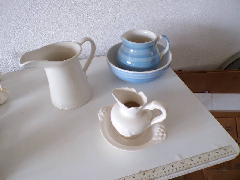 lot 84 image: (A-2) 2 Pitcher and Bowl Sets and 1...