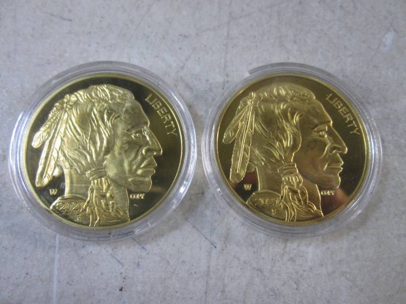 lot 158 image: (CNTR) 2 Copy Gold 2021 Buffalo Idi...