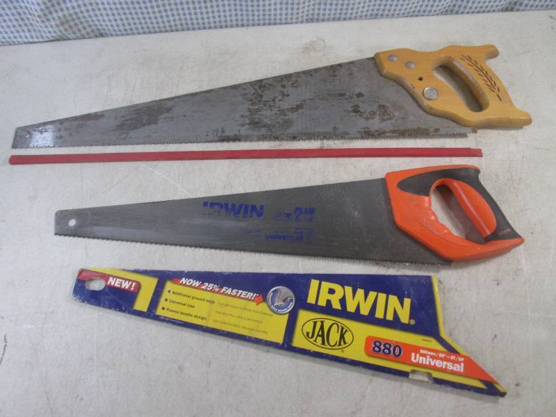 lot 217 image: (H-1) 2 Hand Saws - Wood Handle Cra...