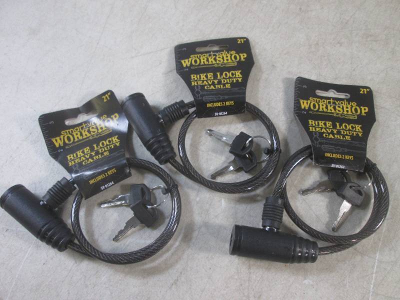 lot 240 image: (EC1) 3 - 21 Cable Bike Locks - Ne...