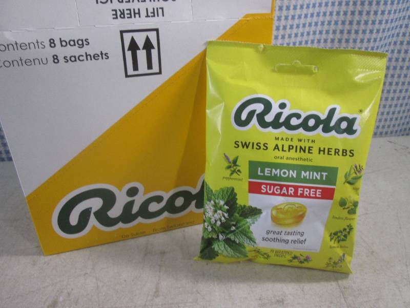 lot 293 image: (B-1) 8 Bags of Ricola Lemon Mint S...