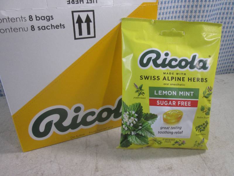 lot 294 image: (B-1) 8 Bags of Ricola Lemon Mint S...