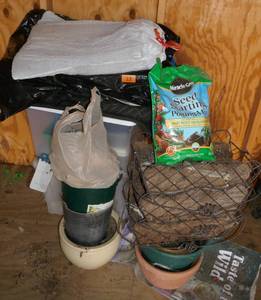 Group of planters, totes, etc