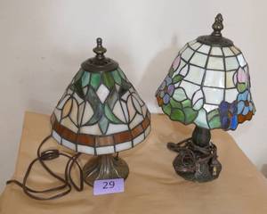lot 29 image: Two small acrylic stained glass lamps