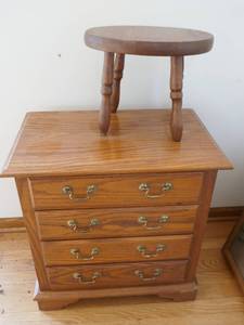 lot 47 image: FOUR drawer chest and a small stool