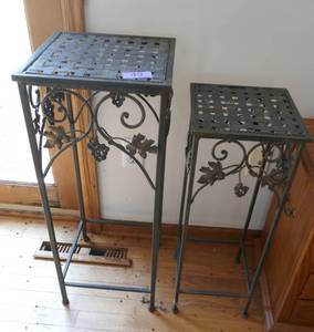 lot 49 image: TWO metal plant stands 26 and 30 inches tall