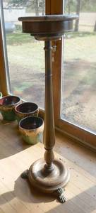 lot 53 image: GRAND 44 inch marble and wood Claw Feet plant stand