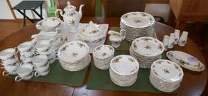 lot 108 image: Gorgeous 96 piece Johann Haviland Moss Rose china set for 12