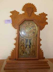 lot 125 image: Antique E.Ingraham Rose Gingerbread mantel clock