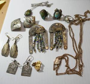 lot 158 image: These are not marked sterling but I believe some are, plus Turquoise