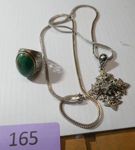lot 165 image: Two unique pieces, the Ring is from Israel and the necklace from Jerusalem