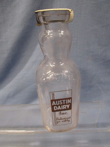 Cream Top Milk Bottle, Metal Lid